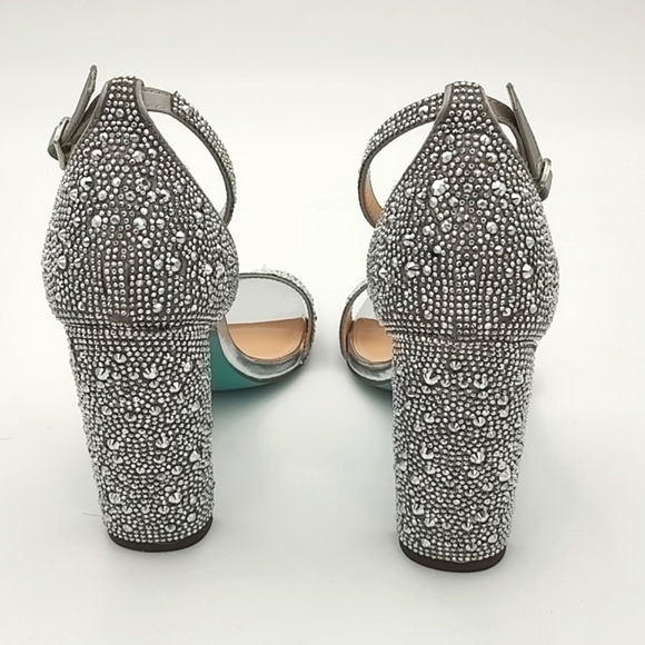 NEW Betsey Johnson Silver Rina Dress Heels Rhinestone 8.5 - Picture 4 of 15